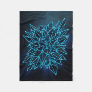 Blauw Glanzend Geometrisch Mandala Abstract Neon F Fleece Deken