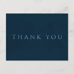 Blauw Glanzend Nep Folie Glam Modern DANK JE WEL Briefkaart