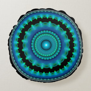 Blauw glanzend rond ornament kussen