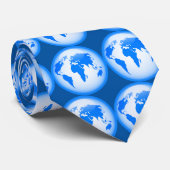 Blauw glanzend Wereldbol, blauw glanzend Wereldbol Stropdas (Opgerold)