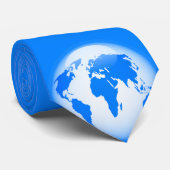 Blauw glanzend Wereldbol Stropdas (Opgerold)