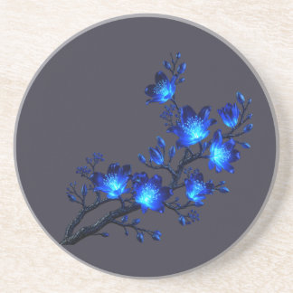 Blauw Glanzende Bloemige Tak Onderzetter