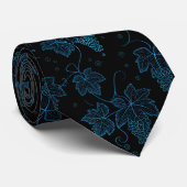 Blauw Glanzende Druiven Wingerd Patroon Botanisch Stropdas (Opgerold)