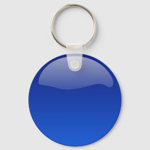 Blauw Glanzende Knop Sleutelhanger