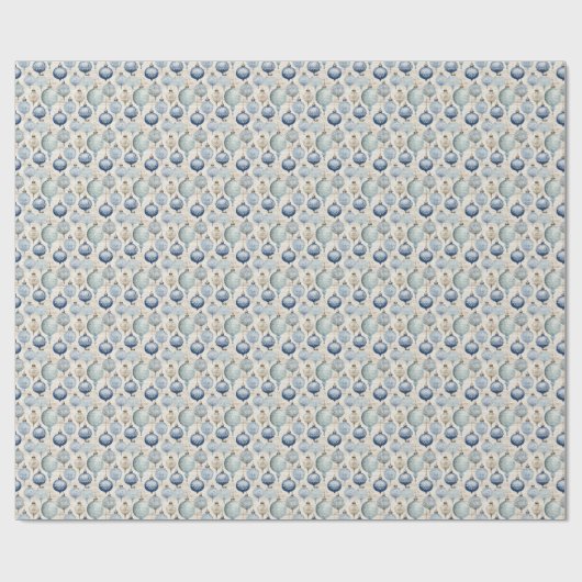 Blauw glas Antiek Ornamenten Cadeaupapier (Vlak)