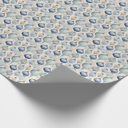 Blauw glas Antiek Ornamenten Cadeaupapier (Hoek)
