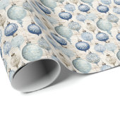 Blauw glas Antiek Ornamenten Cadeaupapier (Rol Hoek)