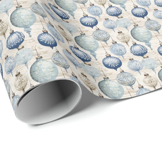 Blauw glas Antiek Ornamenten Cadeaupapier (Rol Hoek)