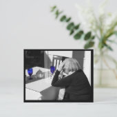 Blauw glas briefkaart (Staand voorkant)