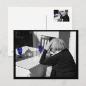 Blauw glas briefkaart (Voorkant / Achterkant)