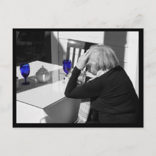 Blauw glas briefkaart