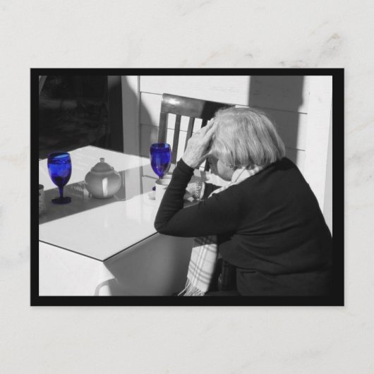 Blauw glas briefkaart (Voorkant)