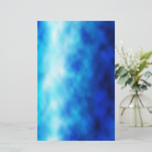 Blauw glas briefpapier (Staand voorkant)