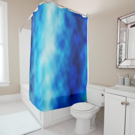 Blauw glas douchegordijn (In situ)