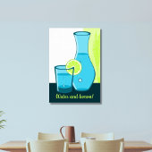 Blauw glas en kan - Water en citroen!  Poster