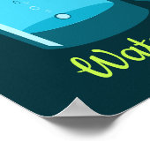 Blauw glas en kan - Water en citroen!  Poster (Hoek)