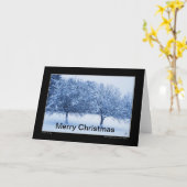 Blauw glas en winterappels kerstkaart kaart (Gele Bloem)