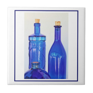 Blauw glas gekookt, in flessen gelaagd tegeltje