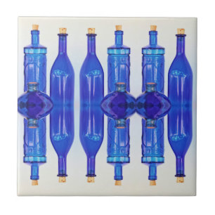 Blauw glas gekookt, in flessen gelaagd tegeltje