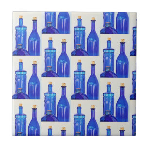 Blauw glas gekookt, in flessen gelaagd tegeltje