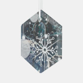 Blauw glas glas ornament (Voorkant links)