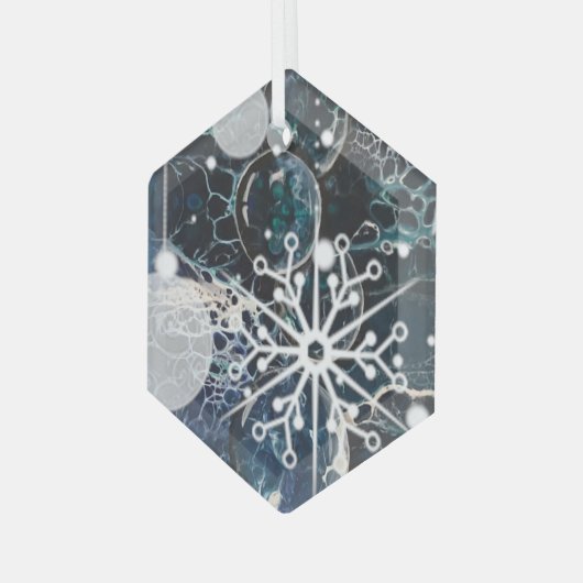 Blauw glas glas ornament (Voorkant links)