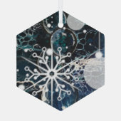 Blauw glas glas ornament (Achterkant)