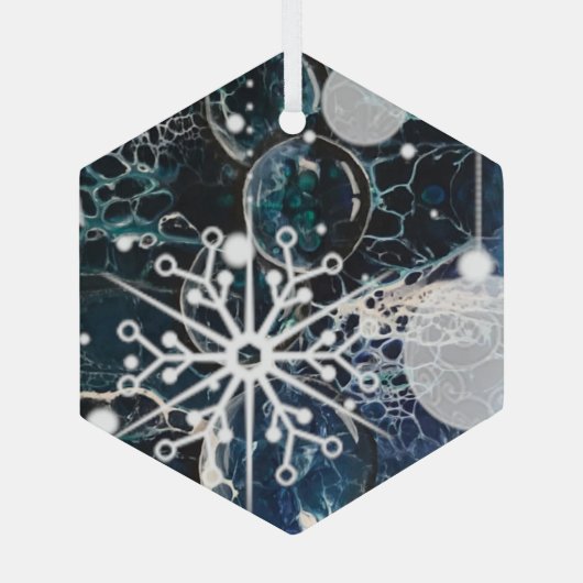 Blauw glas glas ornament (Achterkant)