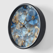 Blauw Glas Gouden Vlinders op Flower 3D Art (Hoek)