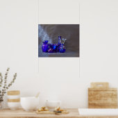 Blauw glas horizontale vassen poster (Keuken)