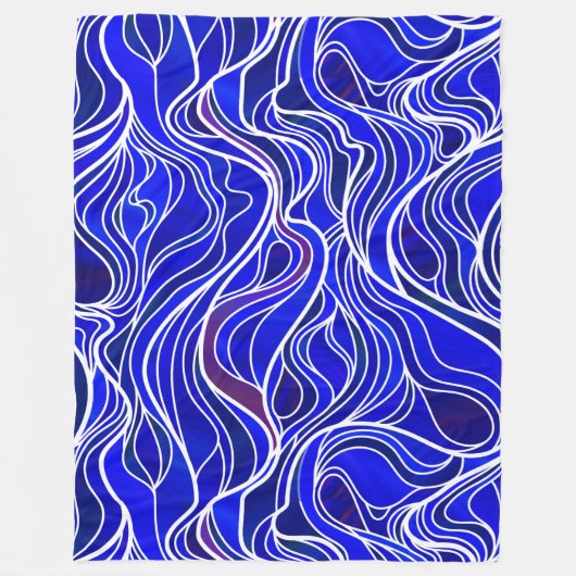 Blauw Glas in lood Abstract Fleece Deken (Voorkant)