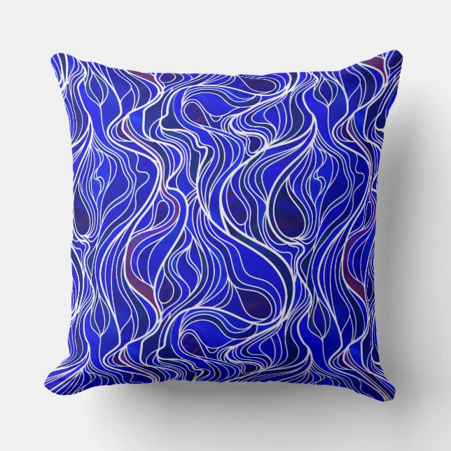 Blauw Glas in lood Abstract Kussen (Voorkant)