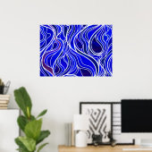 Blauw Glas in lood Abstract Poster (Thuiskantoor)