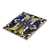 Blauw Glas in lood illustratie Tegeltje (Zijkant)