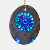 Blauw Glas in lood Keramisch Ornament (Rechts)