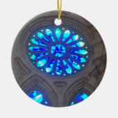 Blauw Glas in lood Keramisch Ornament (Voorkant)