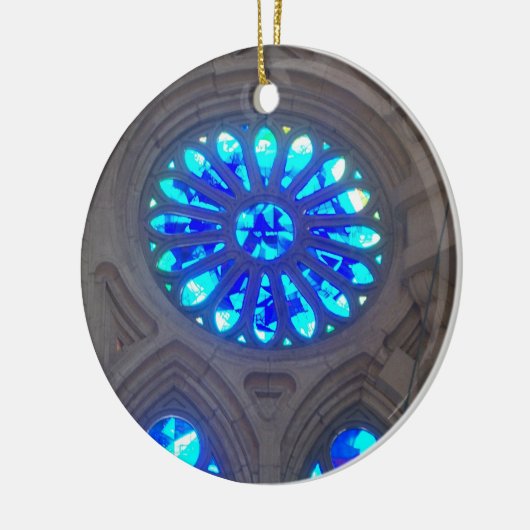 Blauw Glas in lood Keramisch Ornament (Links)