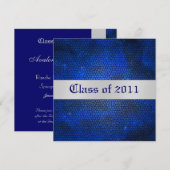 Blauw Glas in lood Klasse Afstuderen Uitnodiging (Voorkant / Achterkant)