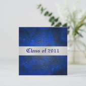 Blauw Glas in lood Klasse Afstuderen Uitnodiging (Staand voorkant)