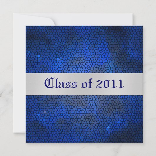 Blauw Glas in lood Klasse Afstuderen Uitnodiging (Voorkant)