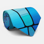 Blauw Glas in lood Stropdas - Artistieke vormgevin (Opgerold)