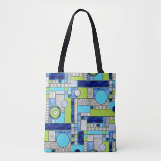 Blauw Glas in lood Tote Bag (Voorkant)