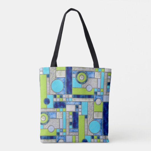 Blauw Glas in lood Tote Bag (Achterkant)