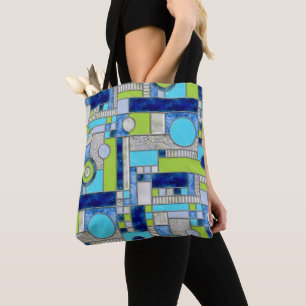 Blauw Glas in lood Tote Bag
