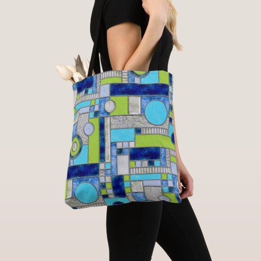 Blauw Glas in lood Tote Bag (Dichtbij)