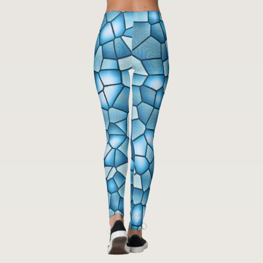 Blauw Glas in lood Trendy Spring & Summer Leggings (Achterkant)
