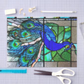 Blauw Glas in lood van pacock Tissuepapier (Craft)