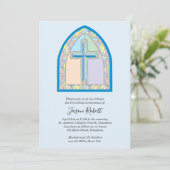 Blauw Glas in lood venster eerste mededeling Kaart (Staand voorkant)