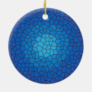 Blauw glas-in-loodontwerp >Kerstboomornament Keramisch Ornament