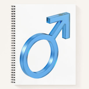 Blauw glas mannelijk geslachtsteken notitieboek